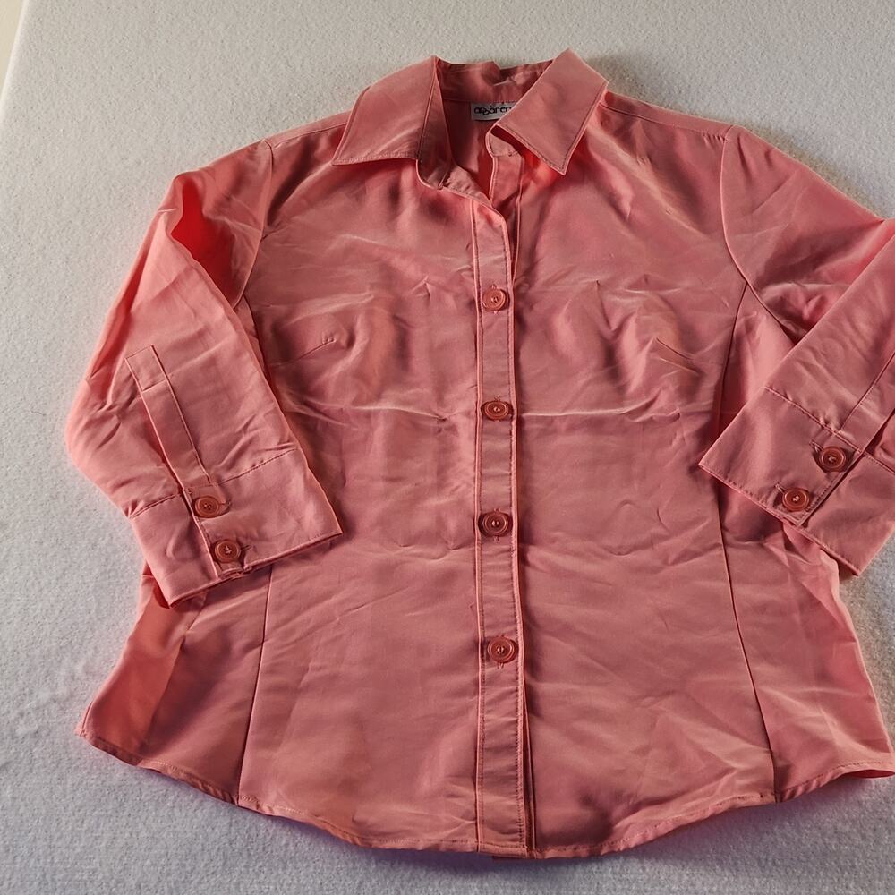 Apparenza Women 3/4 sleeve Soft Poly Blend Salmon Blouse M